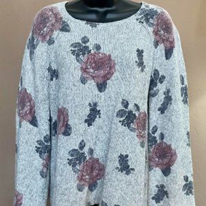 Lucky Brand Gray and Floral Sweater